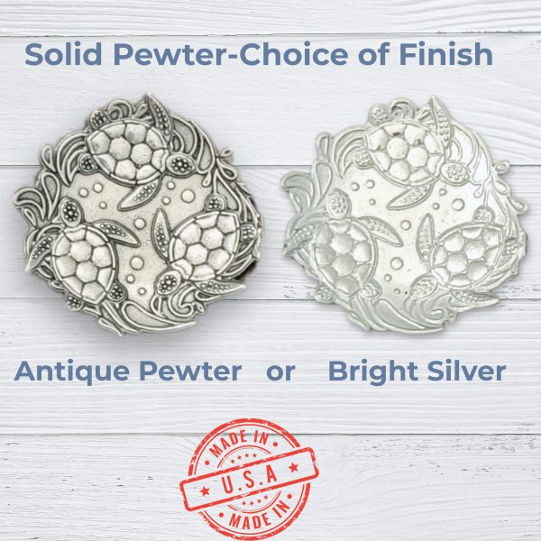 Sea Turtle Jewelry Tray Ring Dish - Fine Pewter Made in USA