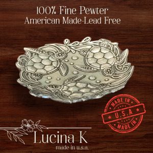 Sea Turtle Jewelry Tray Ring Dish - Fine Pewter Made in USA