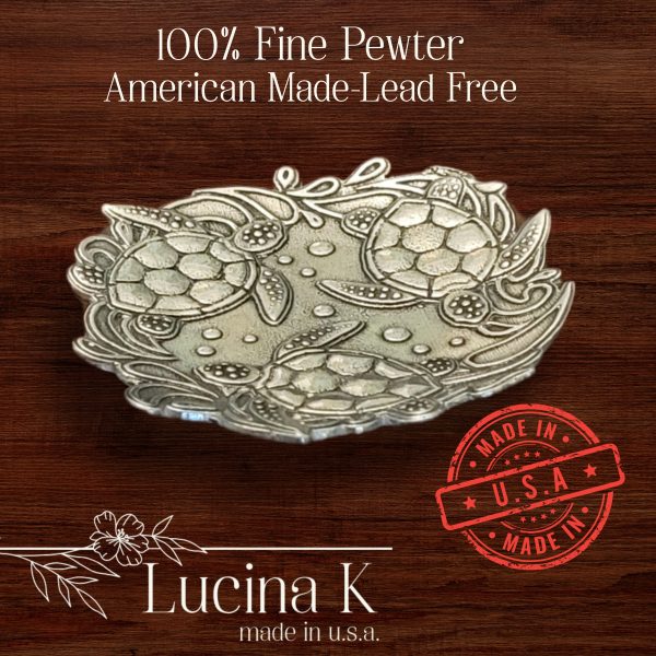 Sea Turtle Jewelry Tray Ring Dish - Fine Pewter Made in USA