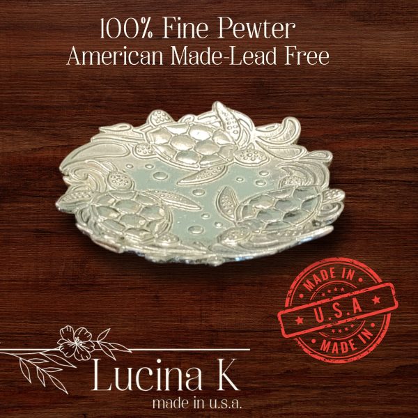 Sea Turtle Jewelry Tray Ring Dish - Fine Pewter Made in USA
