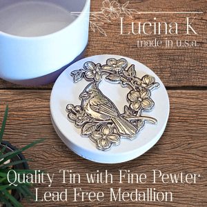 Lucina K Cardinal on Dogwood Branch Pewter Medallion Box