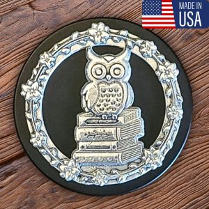 Lucina K - Wise Owl Pewter Medallion Box - Handmade in USA with included Artist Card, Lead-Free, Gift for Outdoor Weddings, Wife,