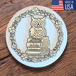 Lucina K - Wise Owl Pewter Medallion Box - Handmade in USA with included Artist Card, Lead-Free, Gift for Outdoor Weddings, Wife,