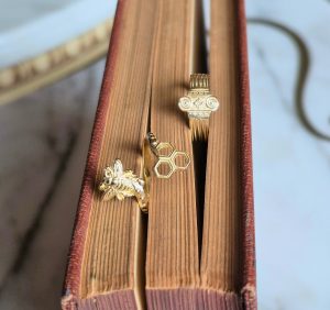 Column Ring and Bee Ring in 14K Gold