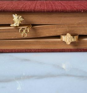 Column Ring and Bee Ring in 14K Gold