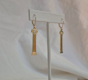 14K Column Earrings with Diamonds