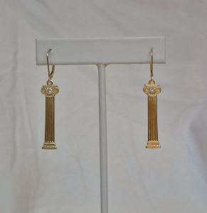14K Column Earrings with Diamonds