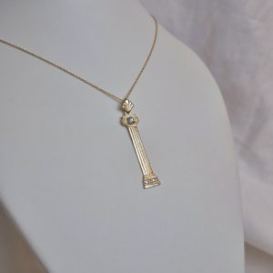 Column Necklace in 14K with Diamonds