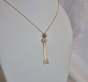 Column Necklace in 14K with Diamonds