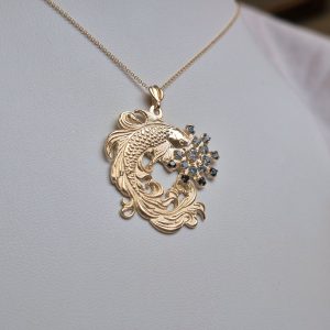 Lucky Fish in 14K with Diamond and Topaz