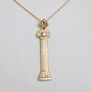 Column Necklace in 14K with Diamonds