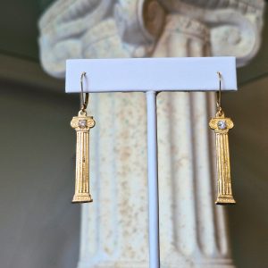 Column Earrings 14K and Diamonds