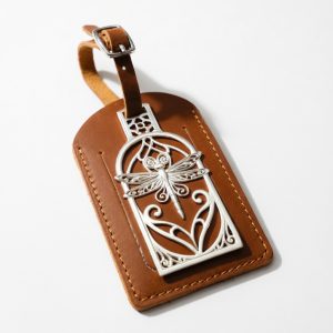 Dragonfly Luggage Tag Charm in Sterling Silver