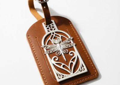 Dragonfly Luggage Tag Charm in Sterling Silver