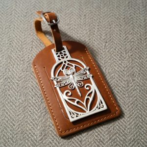 Dragonfly Luggage Tag Charm in Sterling Silver