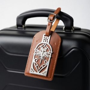 Dragonfly Luggage Tag Charm in Sterling Silver