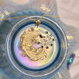 Lucky Fish in 14K with Diamond and Topaz