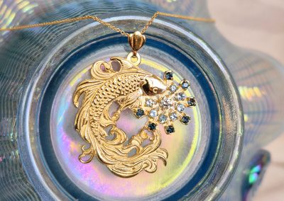 Lucky Fish in 14K with Diamond and Topaz
