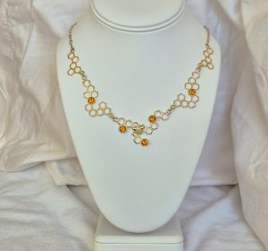 14K Honey Bee Collar Necklace with Citrines