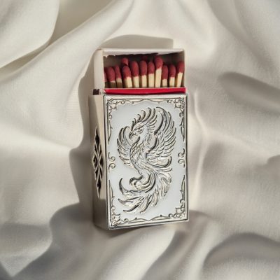 Phoenix Match Box Cover in Sterling Silver