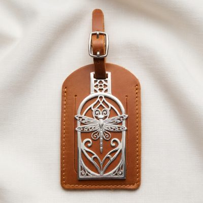 Dragonfly Luggage Tag Charm in Sterling Silver