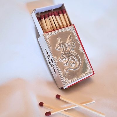 Dragon Match Box Cover in Sterling Silver