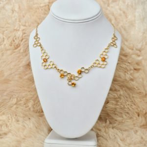 14K Bee Collar Necklace with Citrines
