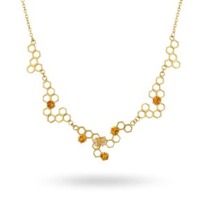 14K Bee Collar Necklace with Citrines