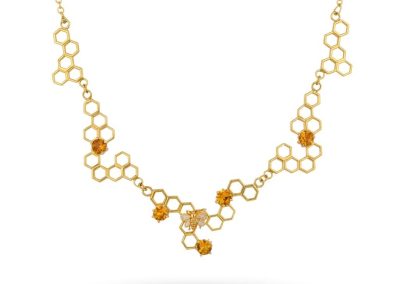 14K Bee Collar Necklace with Citrines
