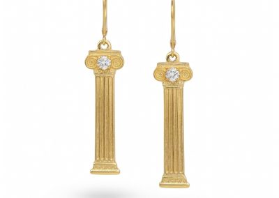 14K Column Earrings with Diamonds