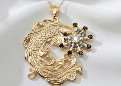 Lucky Fish in 14K with Diamond and Topaz