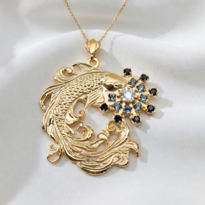 Lucky Fish in 14K with Diamond and Topaz