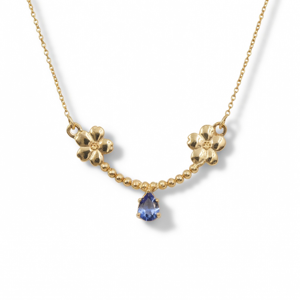 Forget-Me-Not Necklace in 14K gold with Tanzanite