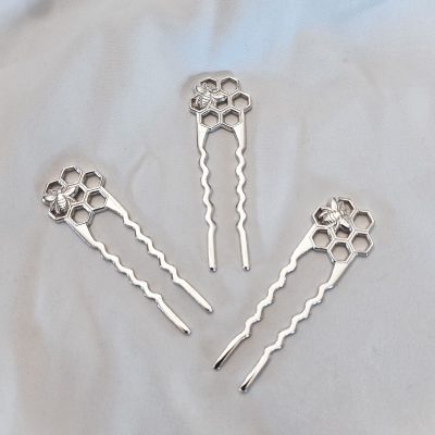 Honey Bee Hair Pins in Sterling Silver