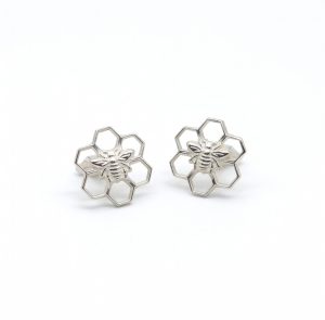 Honey Bee Cufflinks in Sterling Silver