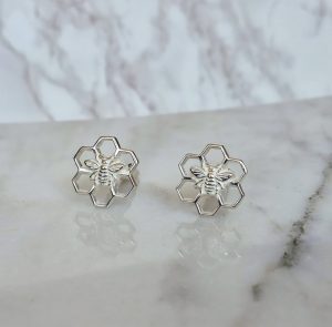 Honey Bee Cufflinks in Sterling Silver