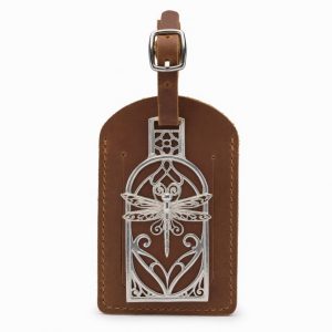 Dragonfly Luggage Tag Charm in Sterling Silver