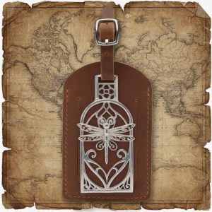Dragonfly Luggage Tag Charm in Sterling Silver