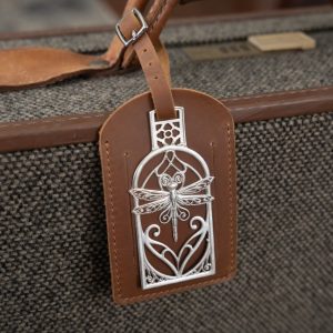 Dragonfly Luggage Tag Charm in Sterling Silver