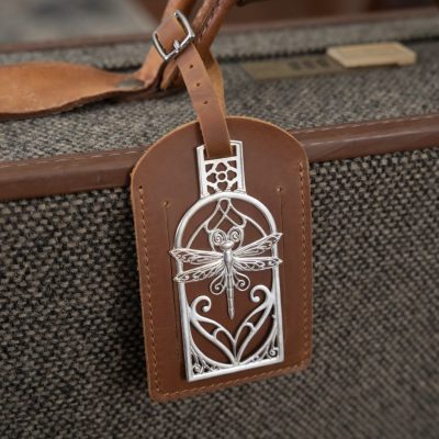 Dragonfly Luggage Tag Charm in Sterling Silver