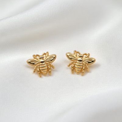 Bee Stud Earrings in 14K Gold