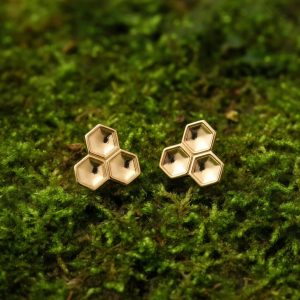 Honeycomb Stud Earring 14K