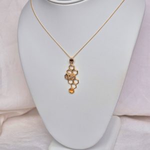 Long Honey Necklace with Citrine in 14K