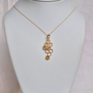 Long Honey Necklace with Citrine in 14K
