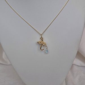 Umbrella necklace with Blue Topaz in 14K Gold