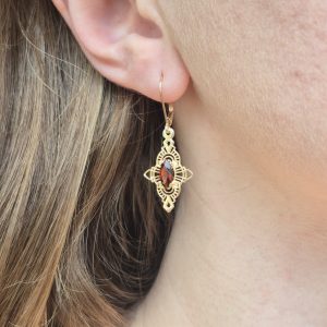 Marquise Deco Earrings with Madera Citrine in 14K