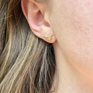 Bee Stud Earrings in 14K Gold