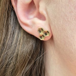 Honeycomb Stud Earring 14K