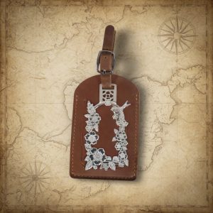 Floral Luggage Tag Charm in Sterling Silver