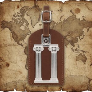 Column Luggage Tag Charm in Sterling Silver